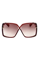 TOM FORD Yvonne 63mm Oversize Gradient Butterfly Sunglasses in Shiny Transparent Red /Brown at Nordstrom