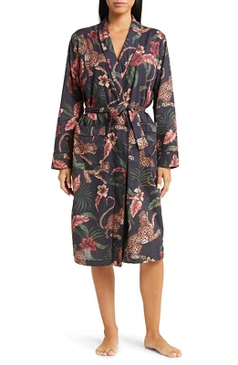 Desmond & Dempsey Floral Cotton Robe Soleia Navy at Nordstrom,