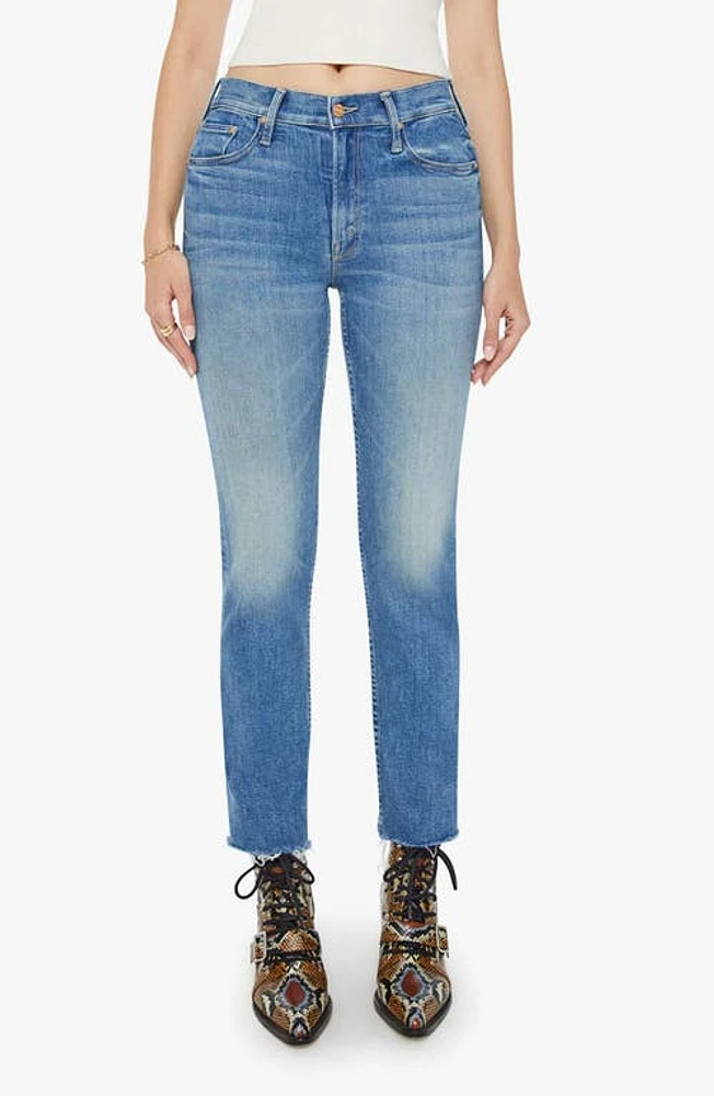 MOTHER The Rider Flood Fray Hem Ankle Jeans Monkey Middle at Nordstrom,