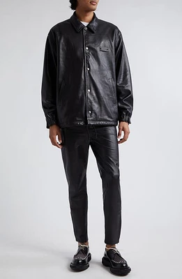 Undercover Snap-Up Leather Jacket Black at Nordstrom,