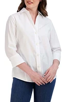 Foxcroft Paityn Jacquard Button-Up Shirt White at Nordstrom,