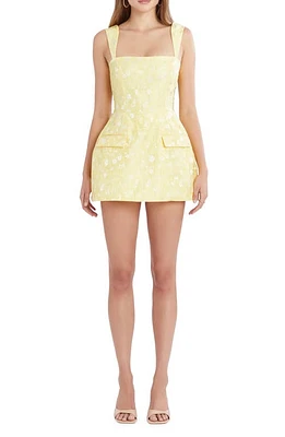 Amanda Uprichard Bethany Floral Skort Romper in Yellow at Nordstrom, Size Large