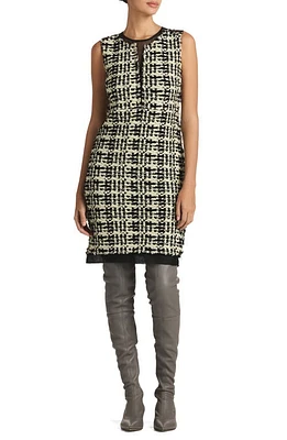 St. John Evening Sequin Slub Sleeveless Knit Tweed Cocktail Dress Honeydew/Black Multi at Nordstrom,