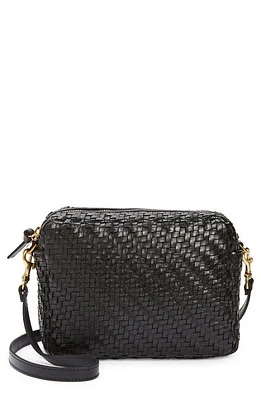 Clare V. Midi Sac Woven Crossbody Bag in Black Woven Zig-Zag at Nordstrom