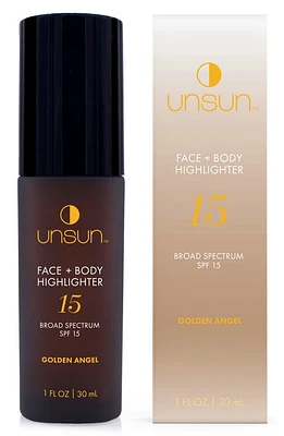 UNSUN Face + Body Highlighter Broad Spectrum SPF 15 Sunscreen in Golden Angel at Nordstrom, Size 1 Oz