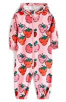 NEXT Kids' Strawberry Print Waterproof Rain Suit Pink at Nordstrom,