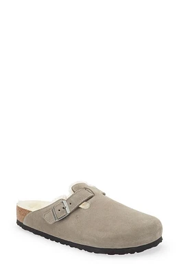 Birkenstock Boston Genuine Shearling Lined Clog in Stone Coin at Nordstrom, Size 13-13.5Us