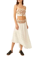 Free People Augusta Floral Appliqué Crop Top & Asymmetric Skirt Set Ivory at Nordstrom,