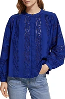 Scotch & Soda Broiderie Anglaise Shirt Electric Blue at Nordstrom, Us