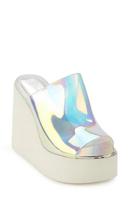 DKNY Pen Platform Wedge Sandal Silver at Nordstrom,