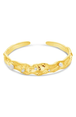 Sterling Forever Caspara Imitation Pearl Cuff Bracelet in Gold at Nordstrom