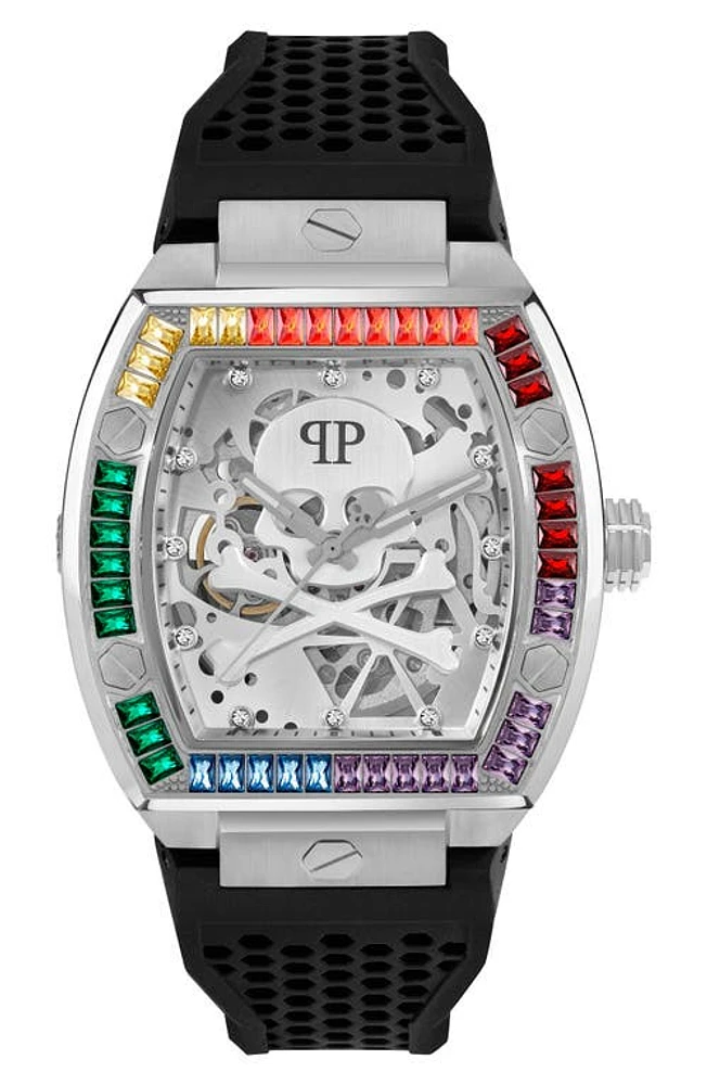 PHILIPP PLEIN The Skeleton Silicone Strap Watch