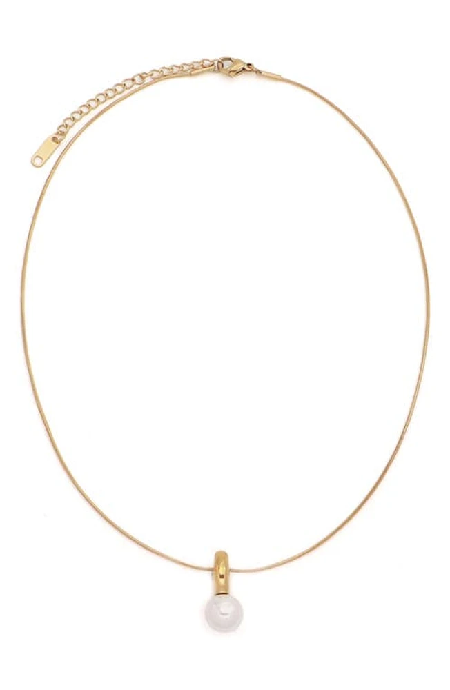 Petit Moments Adele Imitation Pearl Pendant Necklace in Gold at Nordstrom