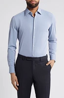 BOSS Hank Slim Fit Solid Stretch Dress Shirt Navy at Nordstrom,