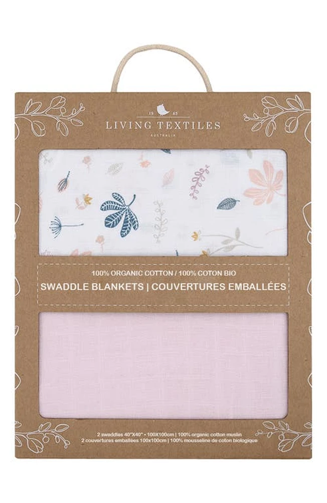 Living Textiles Botanical 2-Pack Organic Cotton Swaddles in Pink at Nordstrom