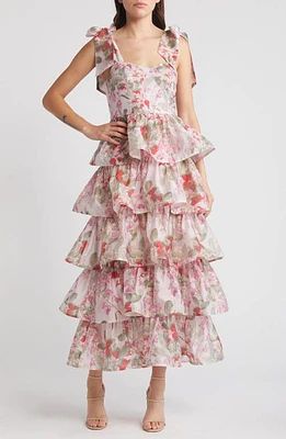 & Other Stories Floral Tie Strap Tiered Midi Dress Brinkley Aop at Nordstrom,