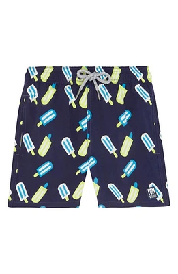 Tom & Teddy Kids' Lollies Print Swim Trunks Blue Lime at Nordstrom,