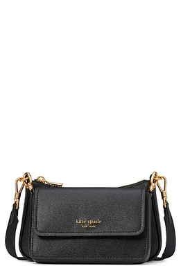 Kate Spade New York morgan double up saffiano leather crossbody bag in Black at Nordstrom