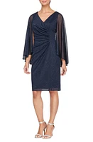 SL FASHIONS Short Surplice Neckline Dress Dkn at Nordstrom,