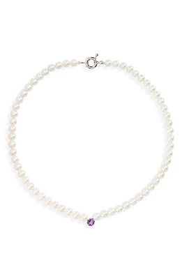 POLITE WORLDWIDE Princess Freshwater Pearl & Amethyst Necklace in Silver at Nordstrom, Size 18.5