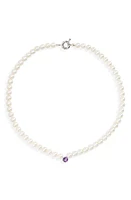 POLITE WORLDWIDE Princess Freshwater Pearl & Amethyst Necklace in Silver at Nordstrom, Size 18.5