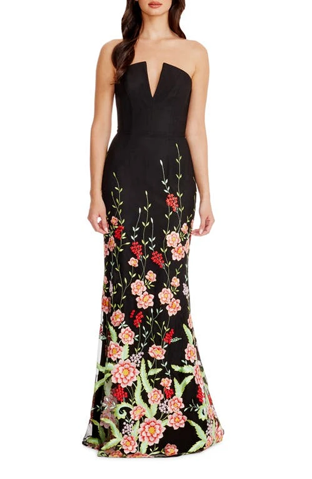 Nordstrom Dress the Population Fernanda Embroidered Floral Strapless Gown  Bright Rose Multi at Nordstrom, | The Summit