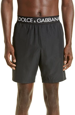 Dolce & Gabbana Logo Swim Trunks Nero at Nordstrom,