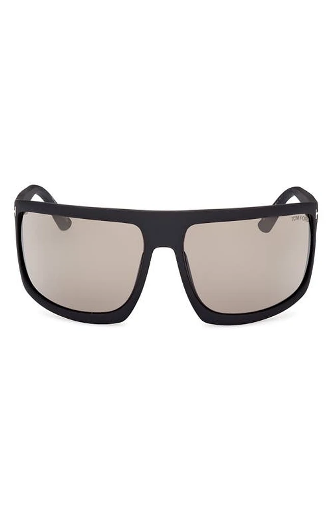 TOM FORD Clint 68mm Oversize Sunglasses in Matte Black /Roviex Gunmetal at Nordstrom