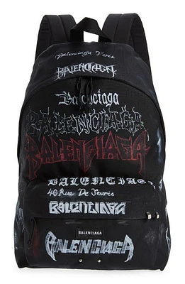 Balenciaga Explorer Metal Graffiti Canvas Backpack in Black at Nordstrom