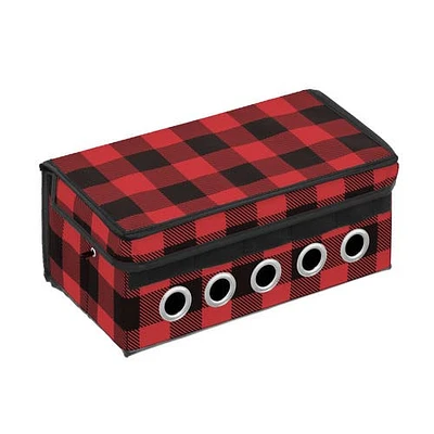 mDesign Gift-Wrap Ribbon Box with Handles/Lid, Holiday Bow Organizer in Red/black at Nordstrom