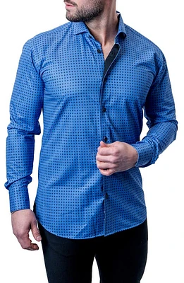 Maceoo Einstein Asterisk Blue Contemporary Fit Button-Up Shirt at Nordstrom,