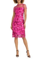 Maggy London Sequin Mesh Yoke Sheath Dress at Nordstrom,