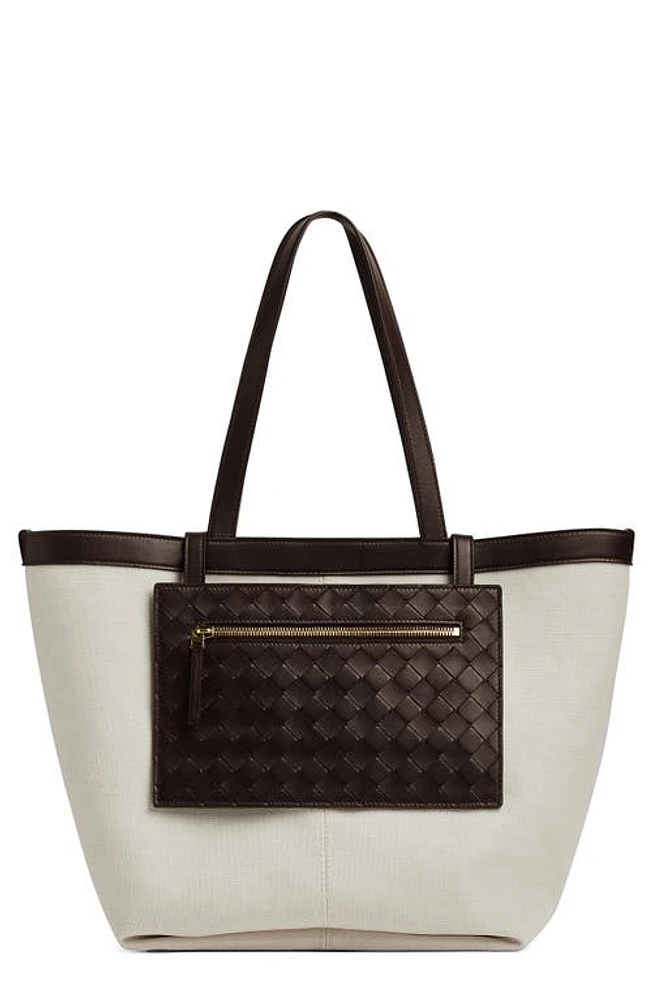 Bottega Veneta Flip Pouch Canvas Tote in 9822 Nat/Fond/Fond-M Br at Nordstrom