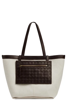 Bottega Veneta Flip Pouch Canvas Tote in 9822 Nat/Fond/Fond-M Br at Nordstrom