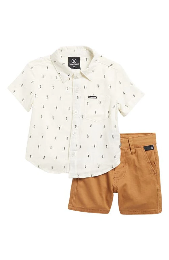 Volcom Stripe Short Sleeve Button-Up Shirt & Shorts Set at Nordstrom,