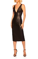 Susana Monaco Sleeveless Faux Leather Midi Dress Black at Nordstrom,