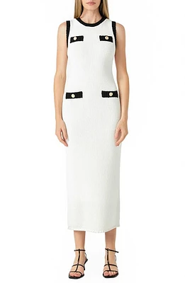 Endless Rose Sleeveless Maxi Sweater Dress Ivory/Black at Nordstrom,