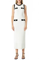 Endless Rose Sleeveless Maxi Sweater Dress Ivory/Black at Nordstrom,