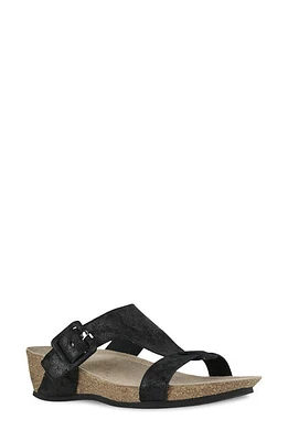 Munro Ronda T-Strap Wedge Slide Sandal Nero Metallic at Nordstrom,