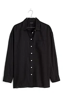 Madewell Stripe Oversize Woven Button-Up Shirt True Black at Nordstrom,