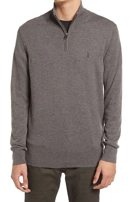 AllSaints Kilburn Half Zip Wool Blend Pullover Monument Grey at Nordstrom,