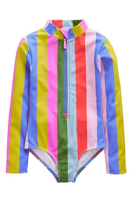 Mini Boden Kids' Long Sleeve One-Piece Swimsuit Multi Stripe at Nordstrom,