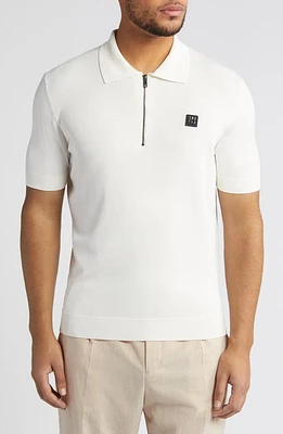 HUGO Sayfong Quarter Zip Sweater Polo Open White at Nordstrom,