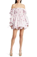 LoveShackFancy Janey Floral Print Long Sleeve Bubble Dress in Berry Moment at Nordstrom, Size X-Small