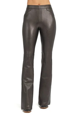 SPANX Faux Leather Flare Leg Pull-On Pants in Luxe Black at Nordstrom, Size 2X