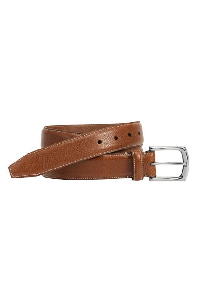 Johnston & Murphy Topstitch Leather Belt Tan Italian at Nordstrom,