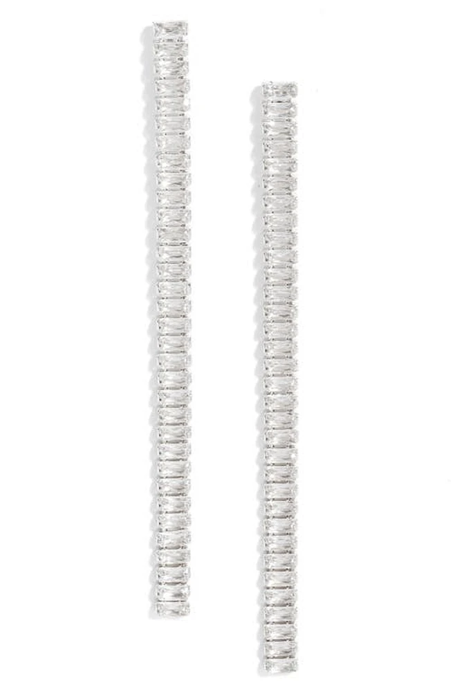 Nordstrom Cubic Zirconia Linear Drop Earrings in Clear- Silver at Nordstrom