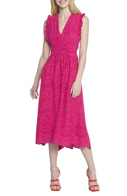 Maggy London Sleeveless Embroidered Eyelet Midi Dress at Nordstrom,