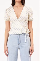 Rolla's Verona Floral Print Linen Blend Wrap Top Cream at Nordstrom,