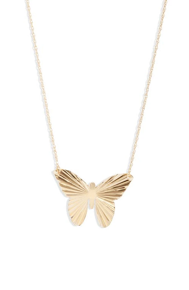 Jennifer Zeuner Ivy Butterfly Pendant Necklace in Yellow Vermeil at Nordstrom